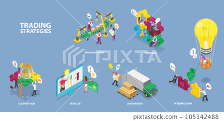 3D Isometric Flat Vector Conceptual Illustration of Trading Strategies 3D Isometric Flat Vector Conceptual Illustration of Trading Strategies 105142488