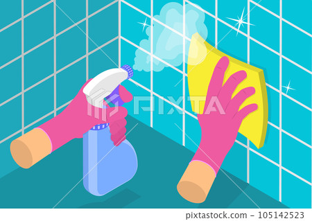 3D Isometric Flat Vector Conceptual Illustration of Housekeeper 105142523