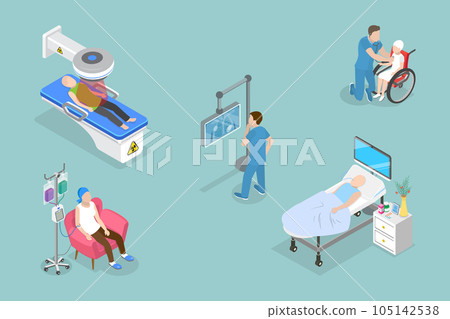 3D Isometric Flat Vector Conceptual Illustration of Oncology 105142538