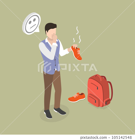 3D Isometric Flat Vector Conceptual Illustration of Smelly Shoe 3D Isometric Flat Vector Conceptual Illustration of Smelly Shoe 105142548