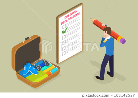 3D Isometric Flat Vector Conceptual Illustration of Customs Declarations 3D Isometric Flat Vector Conceptual Illustration of Customs Declarations 105142557