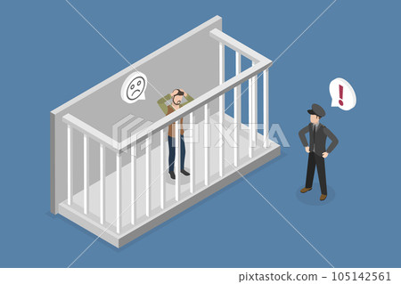 3D Isometric Flat Vector Conceptual Illustration of Prison 105142561