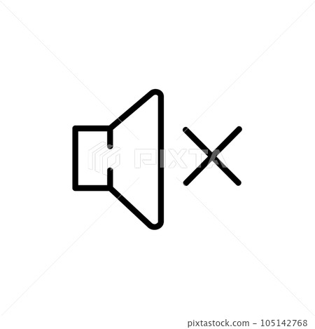 Mute Icon, Speaker Vector Icon, Outline style, isolated on white Background. Mute Icon, Speaker Vector Icon, Outline style, isolated on white Background. 105142768