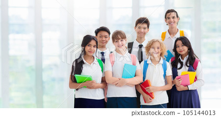 Kids back to school. Group of children. 105144013