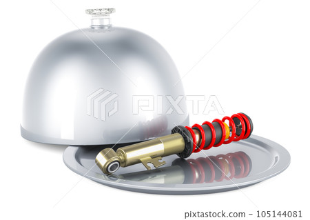 Restaurant cloche with shock absorber, 3D rendering Restaurant cloche with shock absorber, 3D rendering 105144081