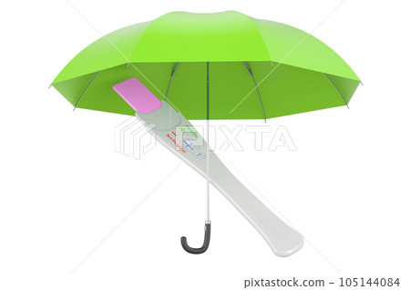 Pregnancy test under umbrella, 3D rendering 105144084