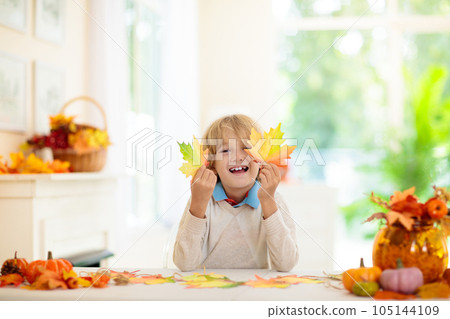 Autumn home decoration. Family decorating house. Autumn home decoration. Family decorating house. 105144109