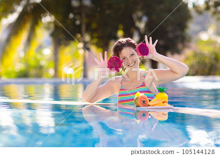 Tropical fruit at swimming pool Tropical fruit at swimming pool 105144128