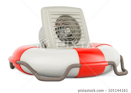 Extractor Fan with lifebelt. 3D rendering Extractor Fan with lifebelt. 3D rendering 105144161