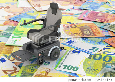 Motorized Power Chair on the euro background, 3D rendering 105144163