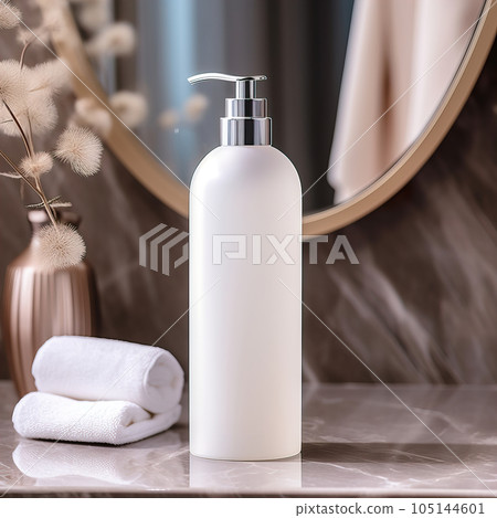 White plastic dispenser bottle mockup, cosmetic and care product pump bottle front view White plastic dispenser bottle mockup, cosmetic and care product pump bottle front view 105144601