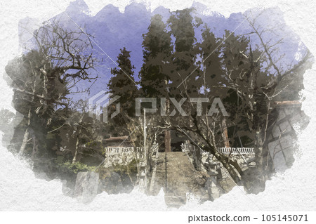 廣島縣安藝高田市水彩風格的清神社參道 105145071
