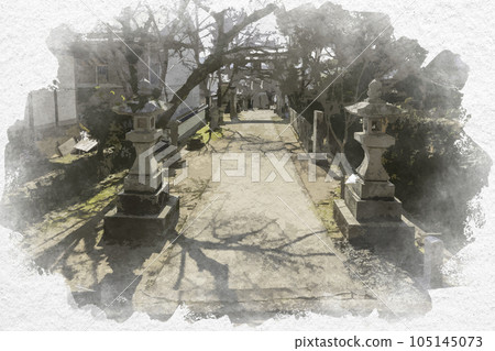廣島縣安藝高田市水彩風格的清神社參道 105145073