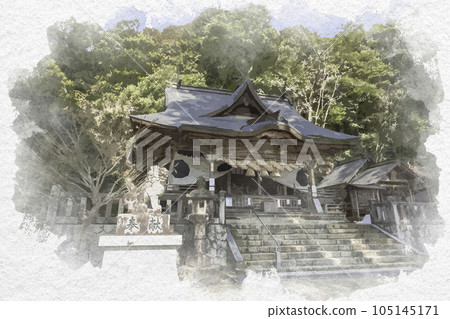 Watercolor-style Sei Shrine Worship Hall, Akitakata City, Hiroshima Prefecture Watercolor-style Sei Shrine Worship Hall, Akitakata City, Hiroshima Prefecture 105145171
