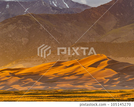 Sunny view of the landscape of Great Sand Dunes National Park and Preserve 105145270