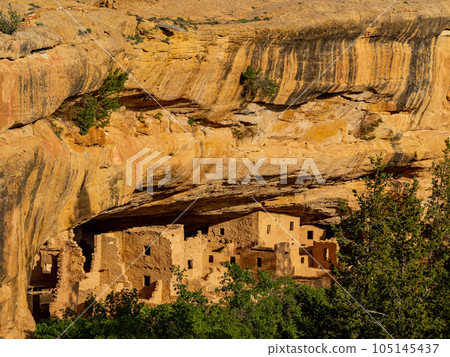 Sunny view of the historical Balcony House in Mesa Verde National Park 105145437