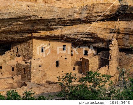 Sunny view of the historical Balcony House in Mesa Verde National Park 105145448