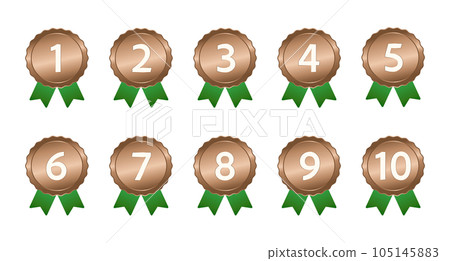 Ranking icon set / illustration / winner / line / ribbon / copper Ranking icon set / illustration / winner / line / ribbon / copper 105145883