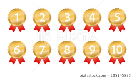 Ranking icon set / illustration / winner / gold / ribbon Ranking icon set / illustration / winner / gold / ribbon 105145885