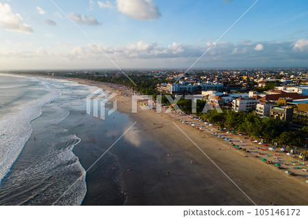 Aerial view of kuta beach at Badung Regency, southern Bali, Indonesia. 105146172