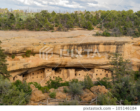 Sunny view of the historical Balcony House in Mesa Verde National Park 105146184