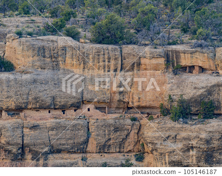 Sunny view of the historical ruins in Mesa Verde National Park Sunny view of the historical ruins in Mesa Verde National Park 105146187