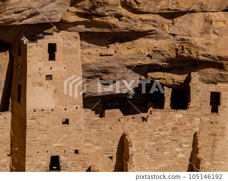 Sunny view of the historical Cliff Palace in Mesa Verde National Park Sunny view of the historical Cliff Palace in Mesa Verde National Park 105146192