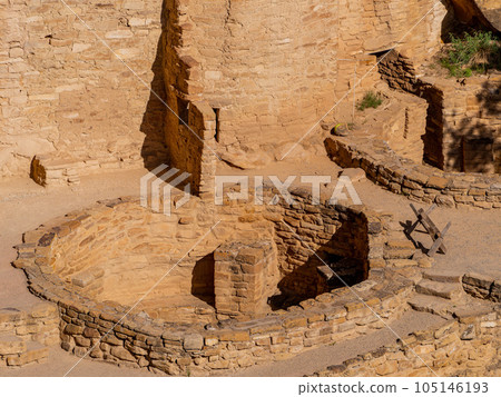 Sunny view of the historical Cliff Palace in Mesa Verde National Park Sunny view of the historical Cliff Palace in Mesa Verde National Park 105146193