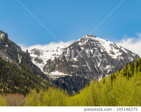 Sunny view of the mountain landscape around Telluride 105146275