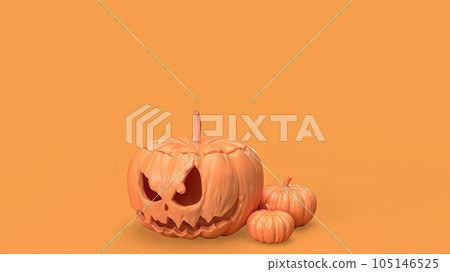 The jack o lantern pumpkin orange color tone for halloween content 3d rendering 105146525