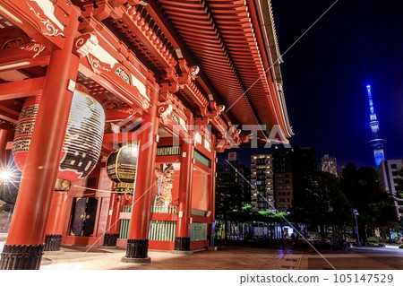 Night view of Sensoji Temple in Tokyo (Hozomon Gate and Tokyo Sky Tree) Night view of Sensoji Temple in Tokyo (Hozomon Gate and Tokyo Sky Tree) 105147529