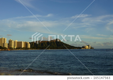 Honolulu Diamond Head and Waikiki Hotels at Dusk 105147563