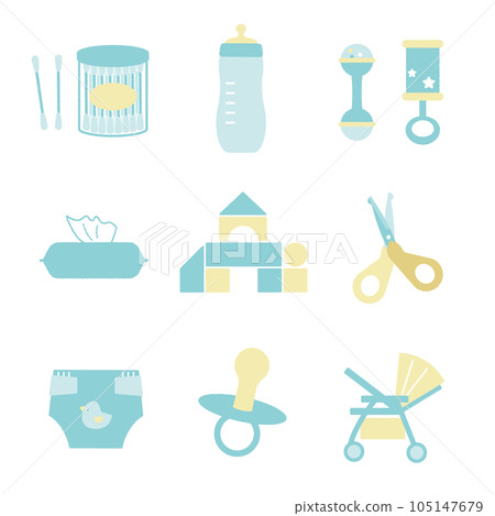 Various baby item set illustration material 105147679