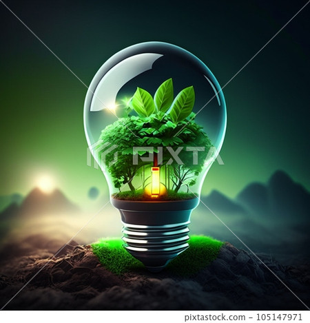 Energy saving eco lamp. AI generative 105147971