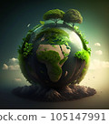 Environmentally friendly planet. AI generation 105147991