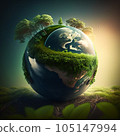 Environmentally friendly planet. AI generation 105147994