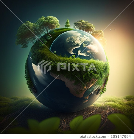Environmentally friendly planet. AI generation 105147994