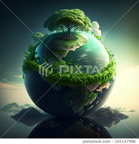 Environmentally friendly planet. AI generation 105147996