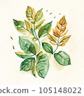 Watercolor hand drawn green leaves with sketches. AI generative 105148022