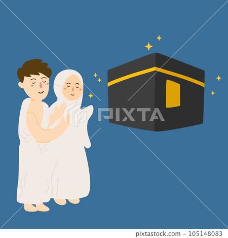 hajj illustration with people praying at mecca hajj illustration with people praying at mecca 105148083