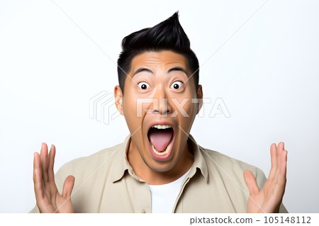 Surprised man White background 2 AI generated image 105148112
