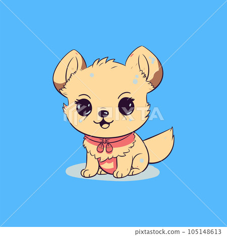 Cute kawaii dog sitting vector Cute kawaii dog sitting vector 105148613