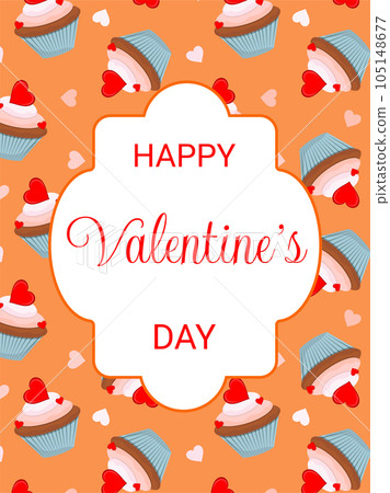 Vector Valentine s Day greeting card with cupcakes Vector Valentine s Day greeting card with cupcakes 105148677