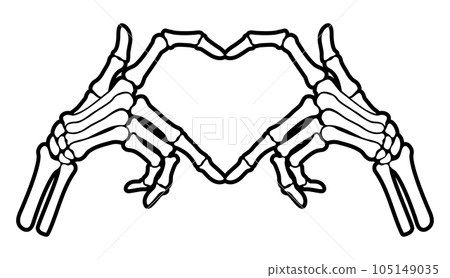 Skeleton bone hand heart shape sign illustrations Skeleton bone hand heart shape sign illustrations 105149035