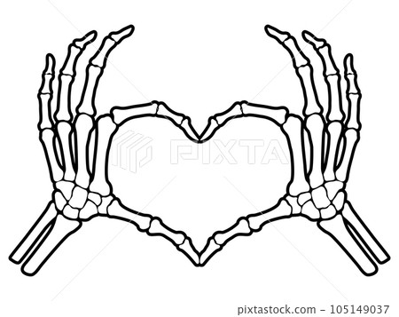 bone, signs, skeleton, love, finger, skull, horror, silhouette, valentine, romance, romantic, trendy, death, drawing, print, hand-drawn, vignetting, doodle, gesture, arm, comic, human, logotype, 105149037