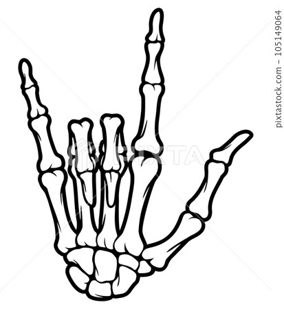 Skeleton bone I Love You hand sign illustrations Skeleton bone I Love You hand sign illustrations 105149064