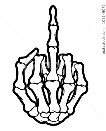 Skeleton bone raise middle finger hand sign illustrations 105149072