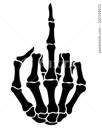 Skeleton bone raise middle finger hand sign illustrations 105149073