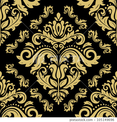 Orient Damask Seamless Vector Background With Arabesques 105149696