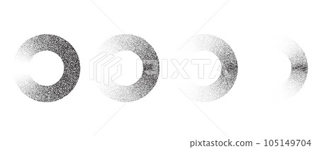 Set of textured gradient rings. Black dotted circles collections. Stippled round elements pack. Fading noise grain dotwork shapes. Halftone effect illustration bundle. Vector Set of textured gradient rings. Black dotted circles collections. Stippled round elements pack. Fading noise grain dotwork shapes. Halftone effect illustration bundle. Vector 105149704